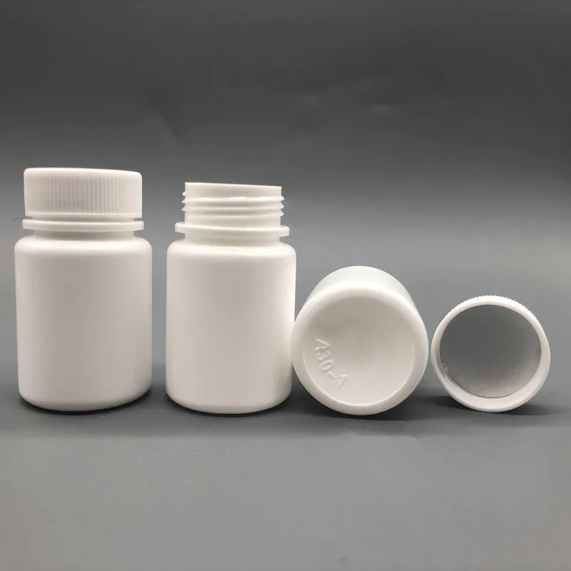 Белая фармацевтическая пустая пластиковая бутылка для таблеток HDPE с широким