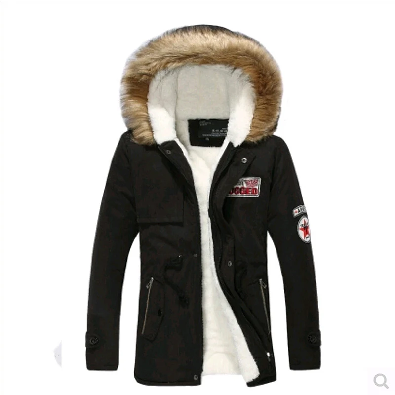 Мужская длинная куртка с капюшоном Вельветовая большого размера 2019|winter jacket men