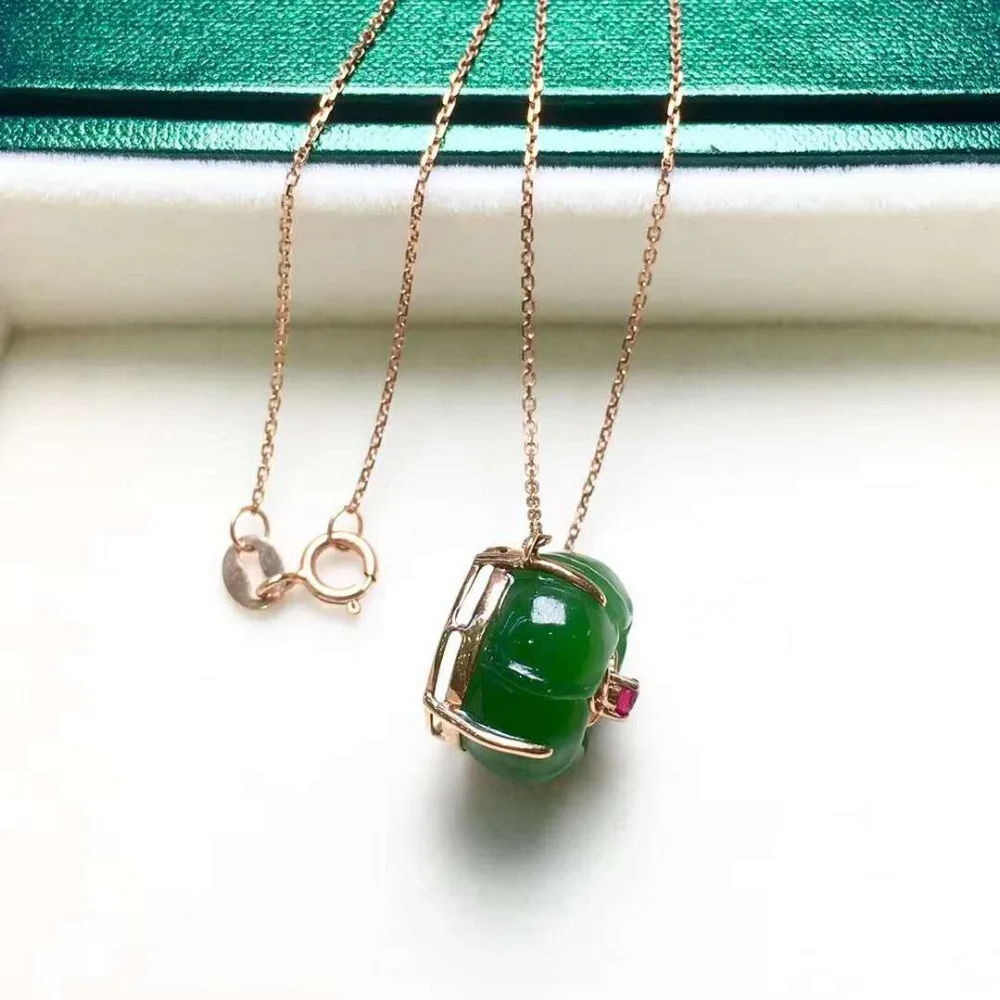 18K gold inlaid Hetian jasper rose clavicle chainJ60# | Украшения и аксессуары