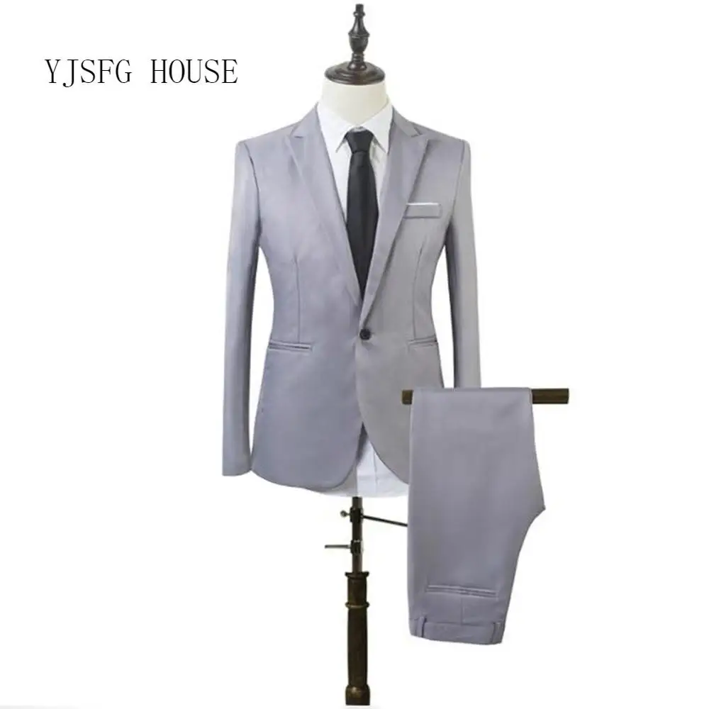 2 шт Мужская Блейзер костюм Slim Fit пальто брюки формальный свадьба жених прямые M-3Xl
