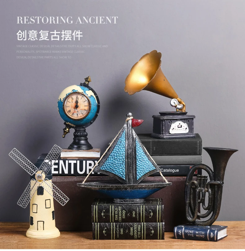 Classic Vintage Resin Home Decorative Phonograph Sewing Machine Radio Camera Fan and Vintage Telephone Bar Cafe Restaurant Craft