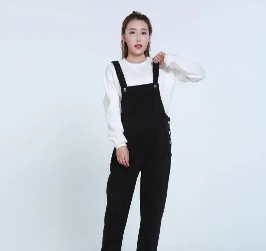 New Maternity Bib Pants Pregnant Trousers Belt Plus red and black Women Pregnant-Overalls Jumpsuit Solid Color | Мать и ребенок