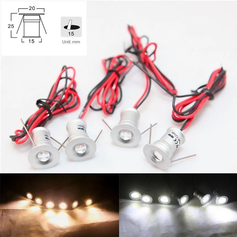 1 Вт точечное светодиодное серебристое мини освещение для шкафа DC12V Светодиодный