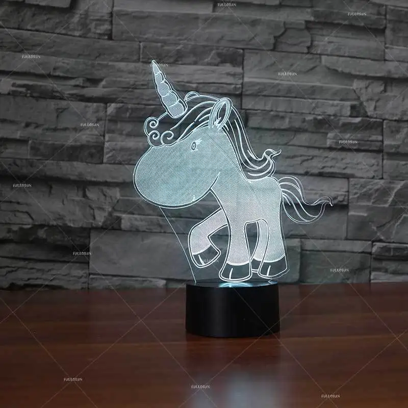 Единорог светодиодный ночник 3D Оптическая иллюзия сенсорный Умный 7 видов цветов