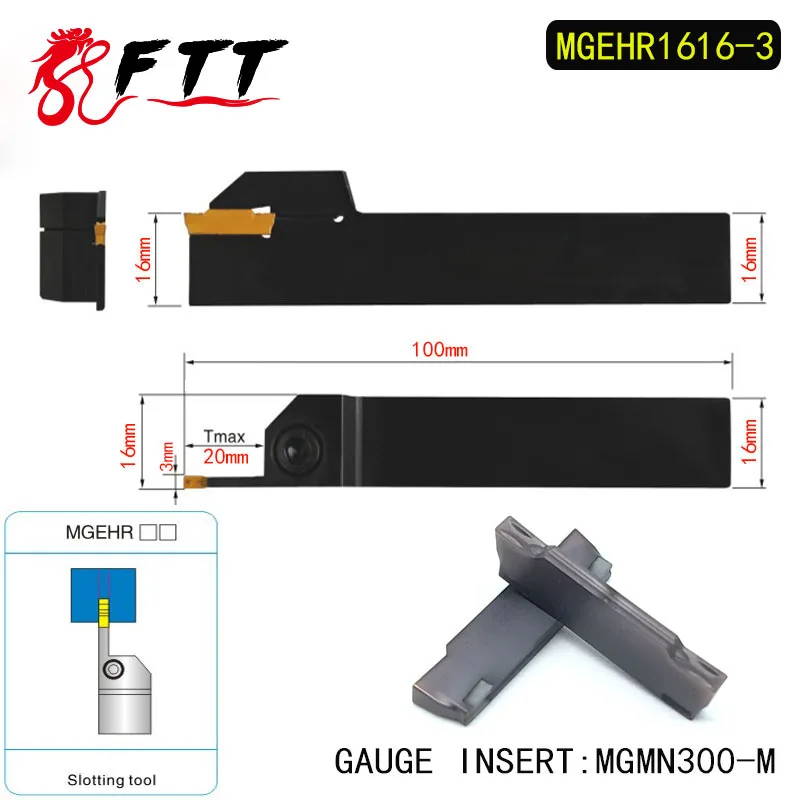 

MGEHR1616-3 Extermal Parting and Grooving Turning Tool Holder For MGMN300 Insert Right Hand Bars MGMN 300