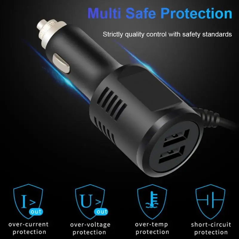 Двойной USB порт 6.2A Быстрая зарядка розетка для автомобильного прикуривателя Зарядное устройство+ мини USB кабель для DVR gps
