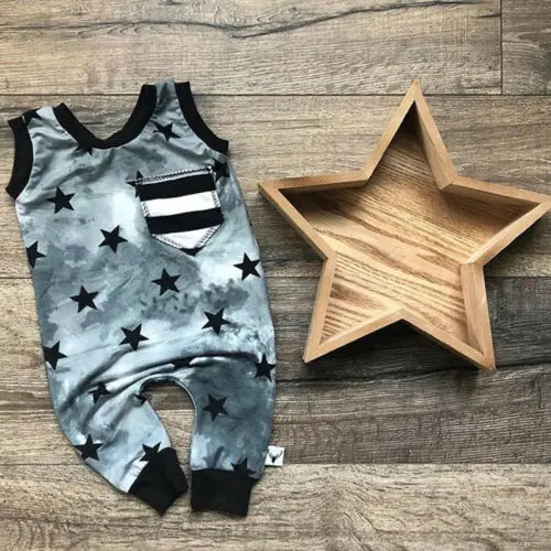 2019 Brand Cute Newborn Baby Boy Cotton Romper Jumpsuit Cool Clothes Summer New Stars Print Loose Soft Outfit Sunsuit |