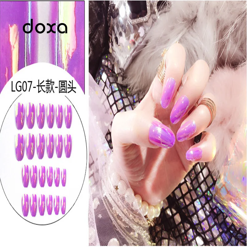 Strange Shell Bright-coloured Artificial Nail Patches for Wearing Nails 24 Mirror-changing Surfaces | Красота и здоровье