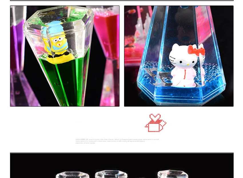Шестигранник жидкость движение Bubbler для детей и взрослых акриловые песочные часы жидкость Bubbler/таймер с мультяшным орнаментом для сенсорной игры