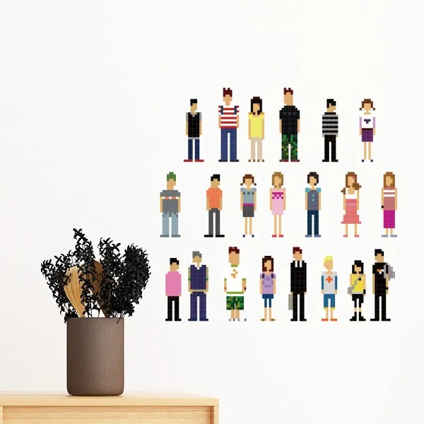 Игровые персонажи парные пикселей съемная настенная наклейка художественные