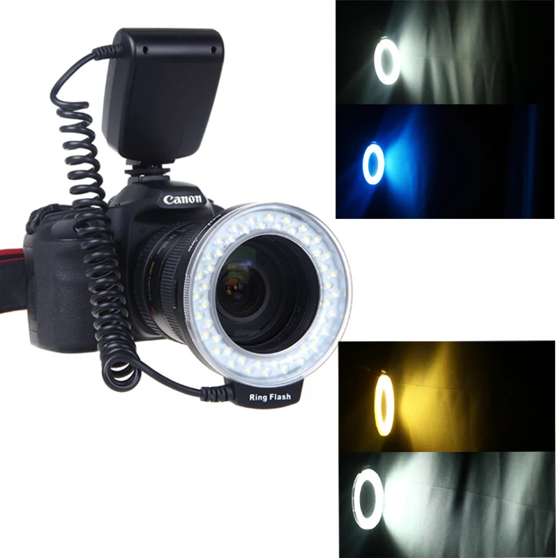 Светодиодная Кольцевая вспышка для Canon Nikon Pentax Olympus Panasonic DSLR 48 шт.|flash light for canon|led ring