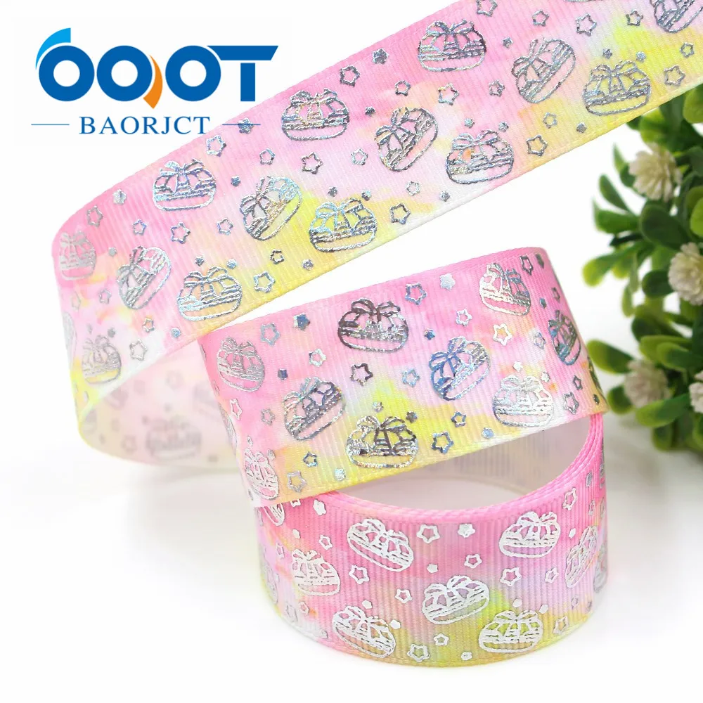 OOOT BAORJCT I-19326-749 10 ярдов 25 мм Лазерная Серебряная Милая мультяшная печатная лента из