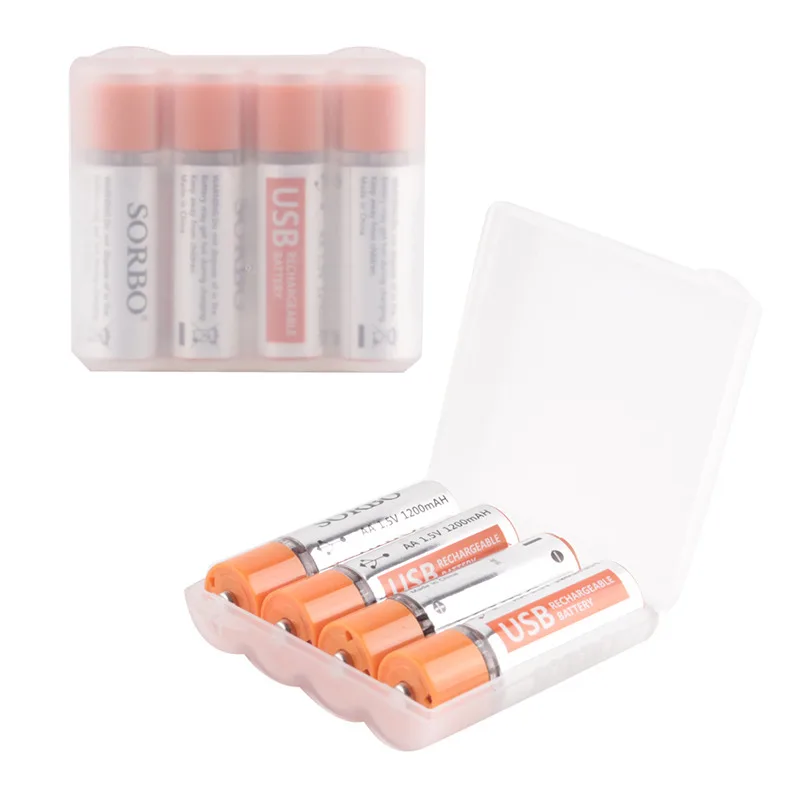 4 шт. перезаряжаемые батареи 1200 мАч AA USB 1 5 в |