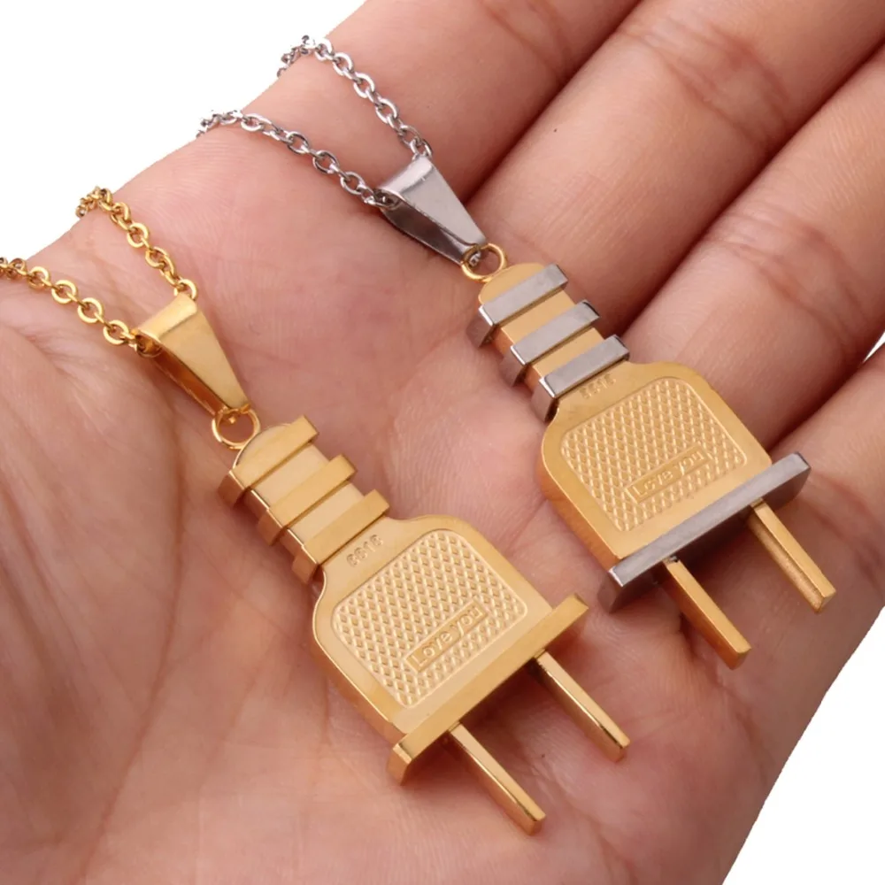 

Hot Fashion Cool Punk Rock Stainless Steel New Design Plug Design Men's Unisex's Pendant Necklace Free Cross Chain 24" New Gift