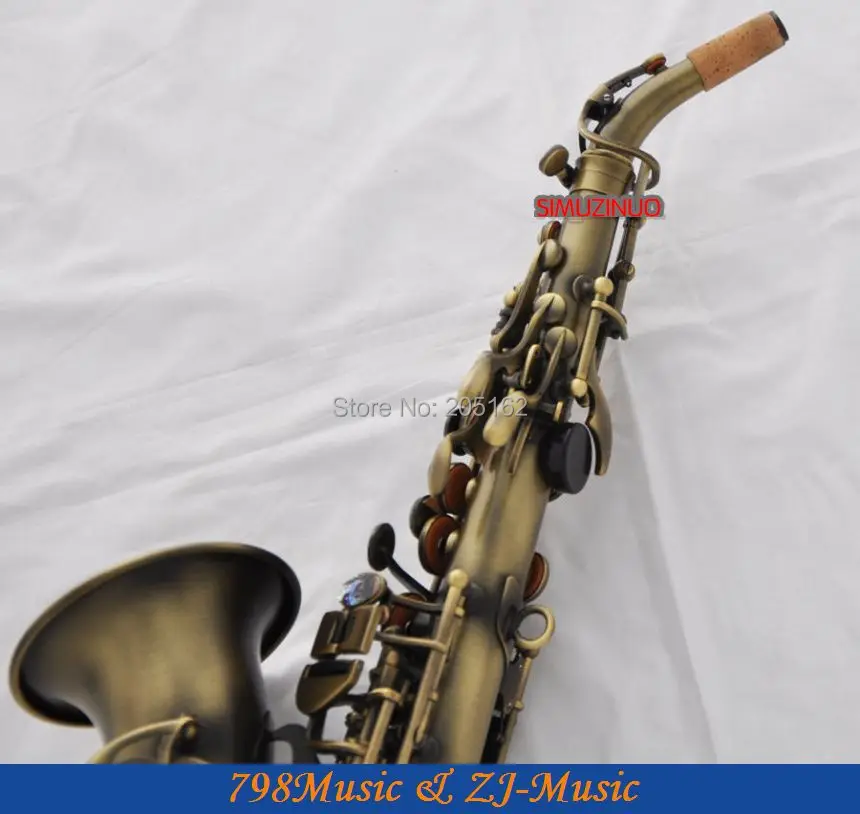 Античный Сопрано саксофон Bb изогнутый Sax высокое F # чехол|soprano saxophone|antique soprano