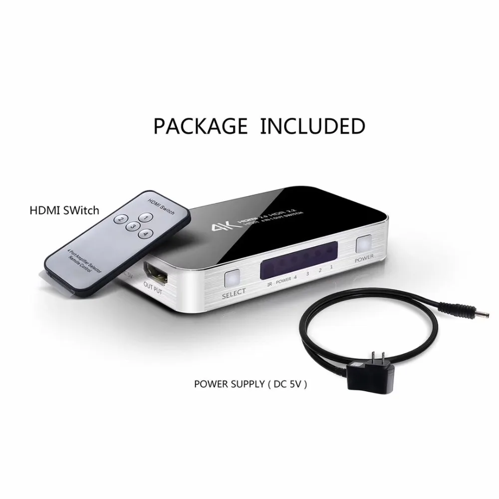PUZHIJIE HDMI Switch 2 0 Switcher HDR 4K x 2K 4 в 1 out HDCP с ИК беспроводным пультом дистанционного