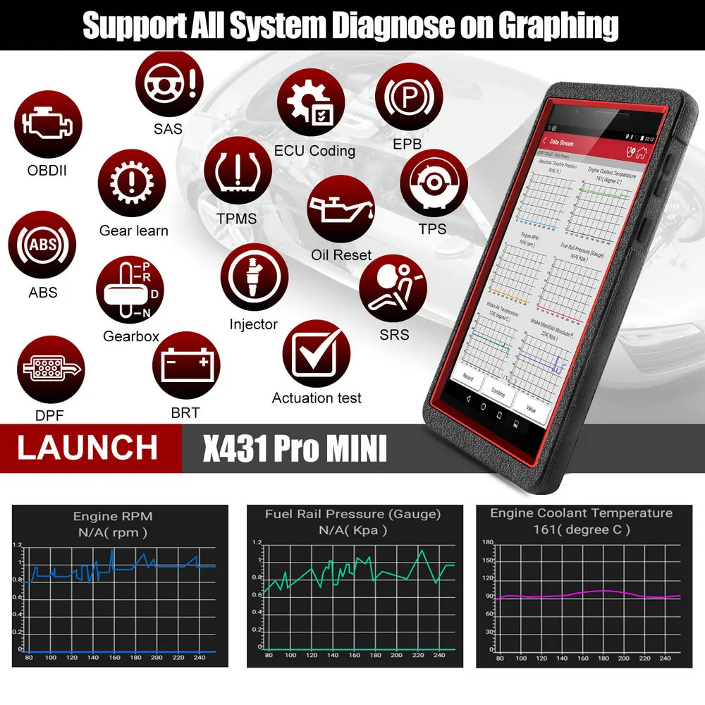 LAUNCH X431 Pro Mini Wifi/Bluetooth OBD2 сканер полная система ODB2 автомобильный диагностический