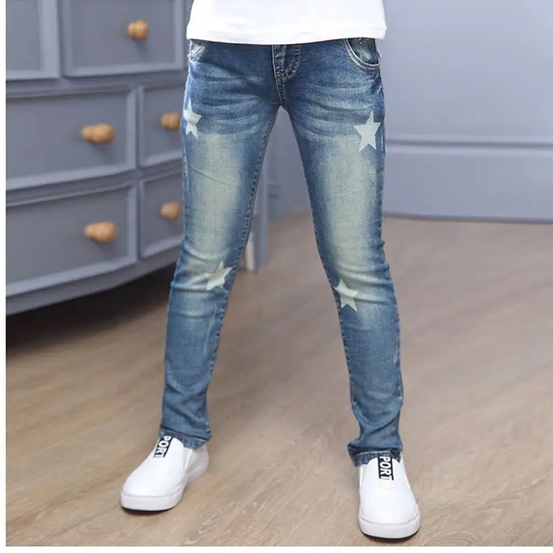 2018 Новый стиль джинсы для девочек прекрасные дети Брюки Повседневное брюки