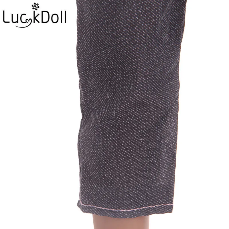 LUCKDOLL Горячая Кукла одежда футболка + джинсы ремень подходит 18-дюймовые куклы