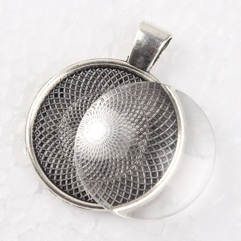 100 комплектов 1 дюйм Подвесные лотки + стеклянный комплект кабошонов пустые