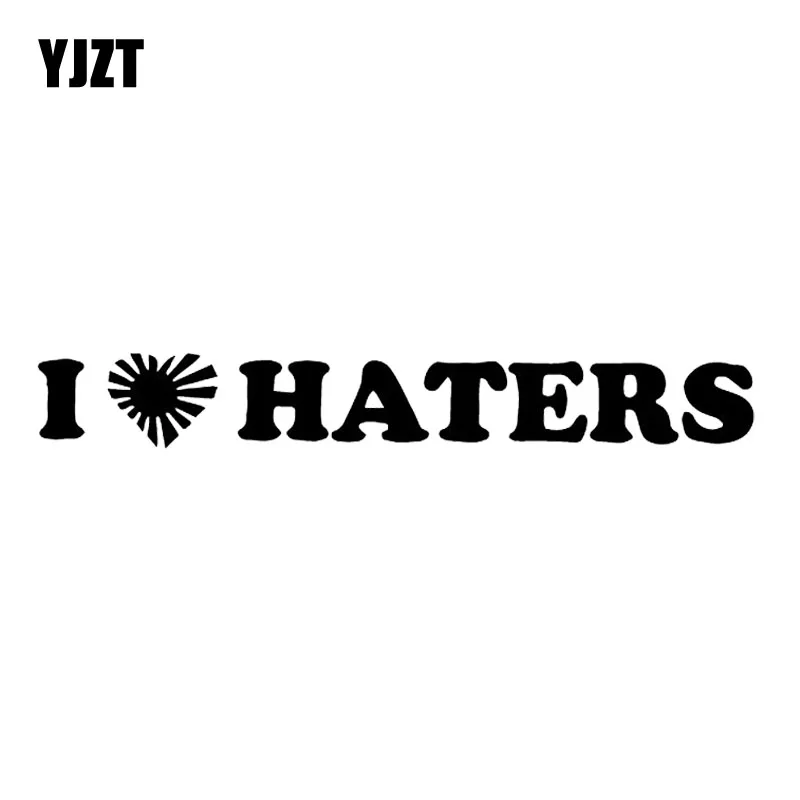 

YJZT 12.9X1.8CM I LOVE HATERS JDM Vinyl Decal Car Sticker Art Style Black/Silver C26-0077