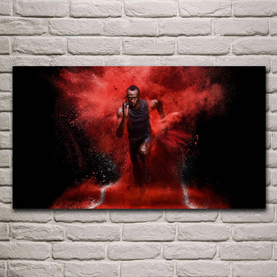 

Running usain bolt figure sports artwork fabric posters on the wall picture home art living room decoration KG737