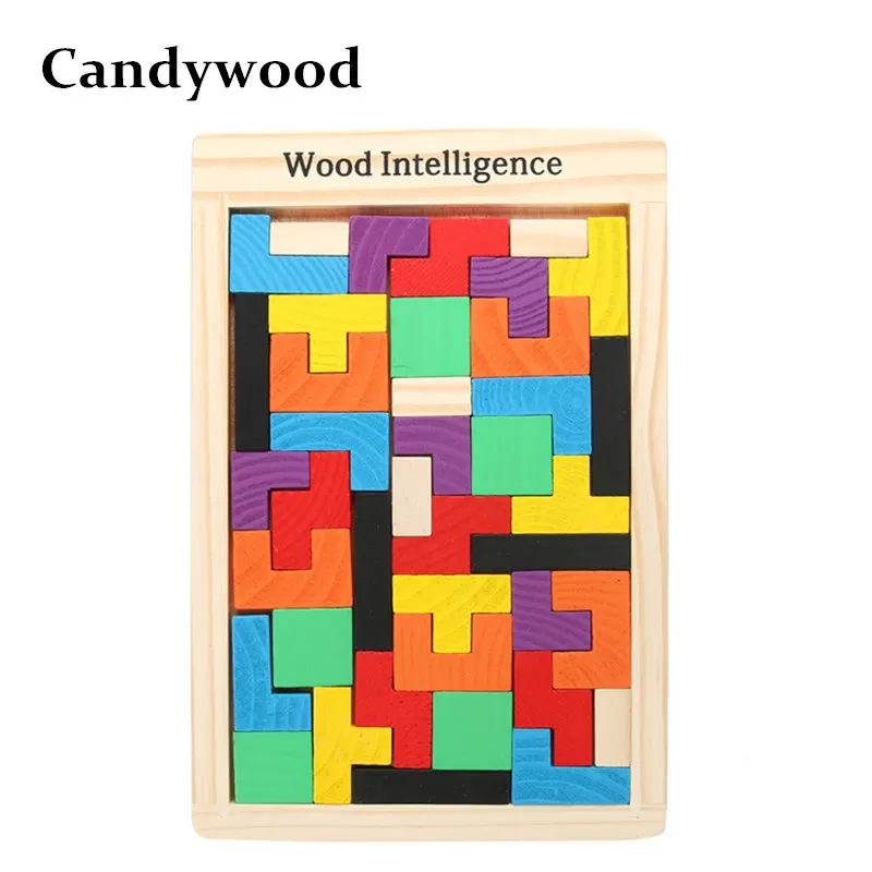 Candywood новые красочные деревянные Танграм головоломка игрушки тетрис игра для