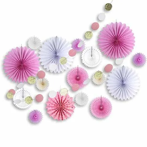 Pink Kit 17 шт. синий и белый набор для украшения дня рождения для взрослых и детей разные бумажные розетки Звездная гирлянда детский душ фото фон - Color: Pink Kit