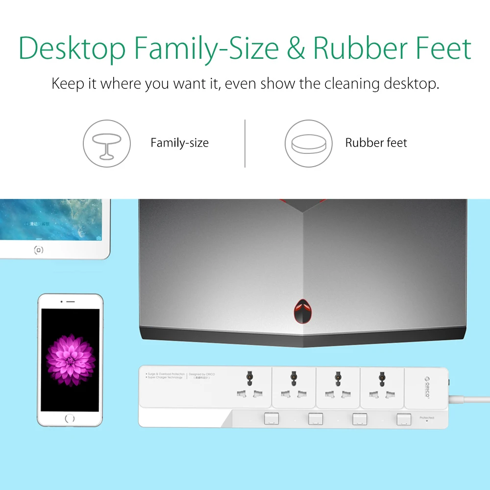 ORICO OSJ универсальная защита от перенапряжения с 5 USB зарядным устройством 4