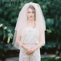 janevini elegant champagne bridal veil short wedding veil with comb simple two layers cut edge bride accessories velo sposa 2019