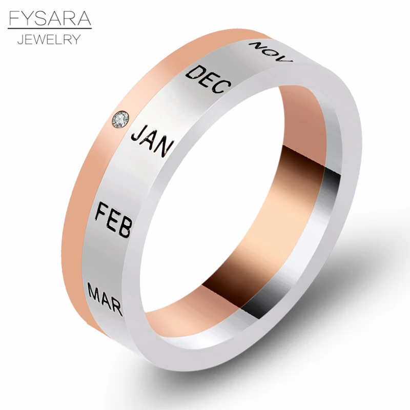 FYSARA, 12 месяцев, циркониевое вращающееся кольцо, титановая сталь, розовый цвет, серебряное поворотное кольцо, женское роскошное кольцо для любви, средние ювелирные изделия в восточном стиле