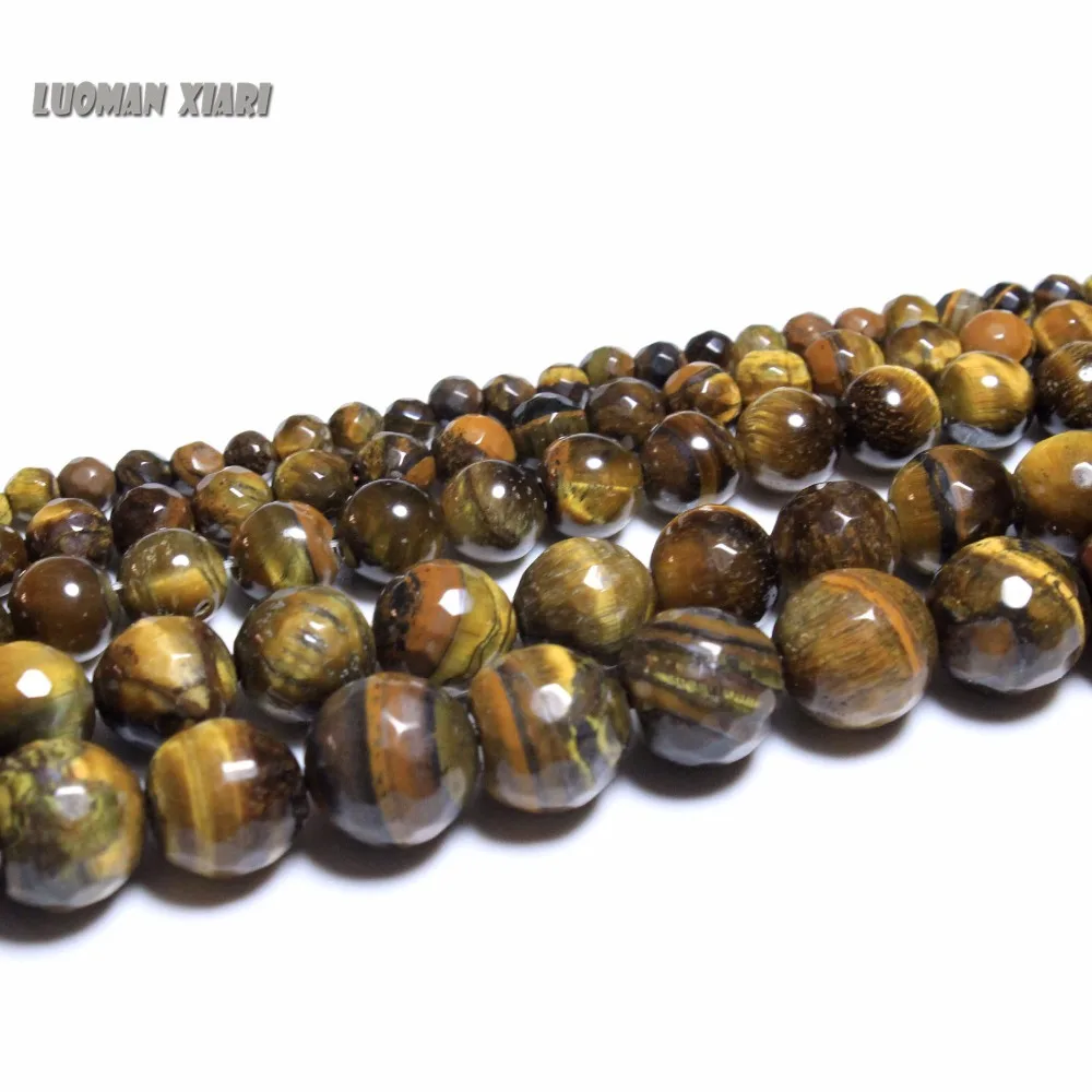 

Fine Faceted Round Tiger's eye AAA Natural Stone Beads For Jewelry Making Bracelet DIY Material 4/ 6/8/10/12 mm Strand 15.5''