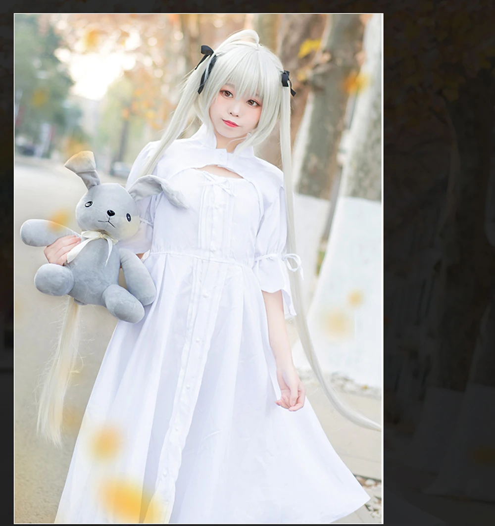 Высокое качество аниме маскарадный костюм kasugano Sora платья Yosuga no Косплей Сора Белый Лолита костюмы на заказ с париком кролик
