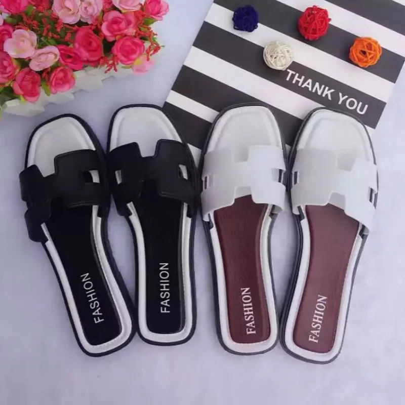 New go out Korean version of the buckle slippers female summer wear flat sandals wild fashion outdoor beach | Обувь