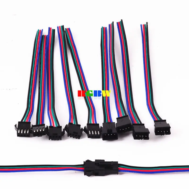 10 ~ 100 пар 4 контакта JST SM штекер соединитель кабель провод для WS2801 LPD8806 RGB