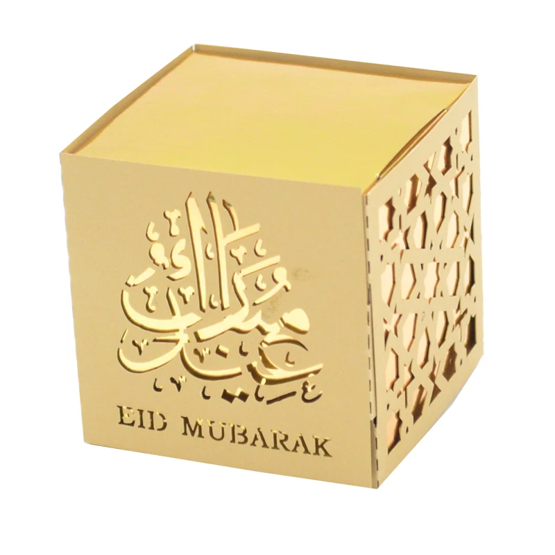 50 шт./лот вечерние подарочные коробки Happy Eid Mubarak мусульманский муслиновый декор