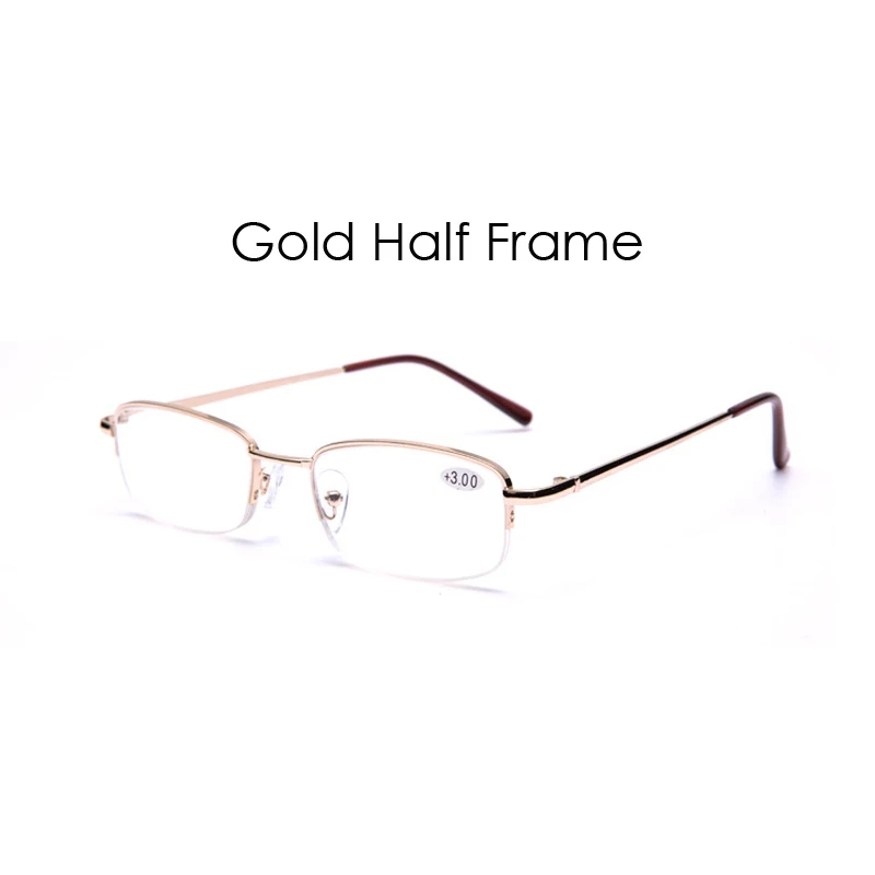 Gold Half Frame Iboode, модные очки для чтения с полуполной оправой, для мужчин и женщин, дальнозоркость, с диоптриями, для улицы, для дальнозоркости, унисекс - Цвет оправы: Gold Half Frame