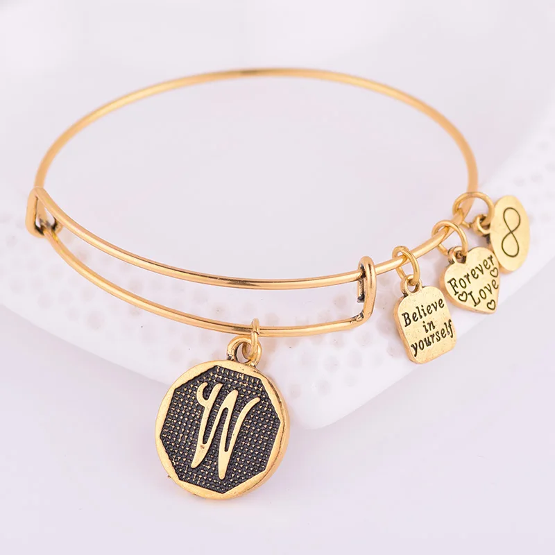 Американский Расширяемый Браслет диаметром металлик старинное золото A Z