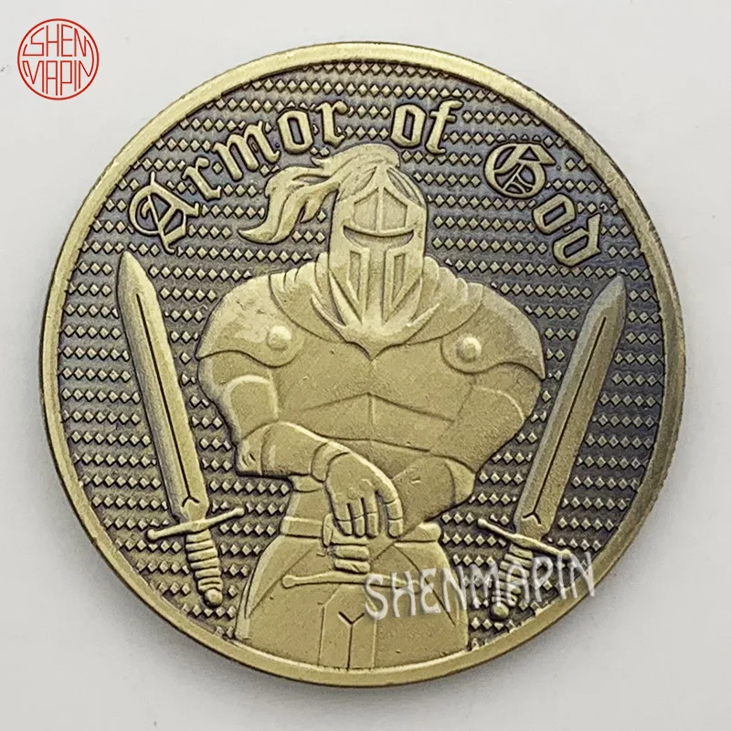 

Armor Warrior Commemorative Coin Helmet Shield Coins Collectibles Armor knight Liberty Honor Challenge Coin Ancient Bronze