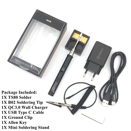 TS80 Kit Мини TS80 Портативный Цифровой паяльник QC3.0 быстрое зарядное устройство комплект Регулируемая температура OLED экран usb Тип C кабель питания - Цвет: TS80 Kit