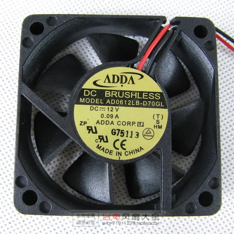 

Original ADDA 6015 60MM AD0612LB-D70GL 12V 0.09A dual ball bearing cooling fan