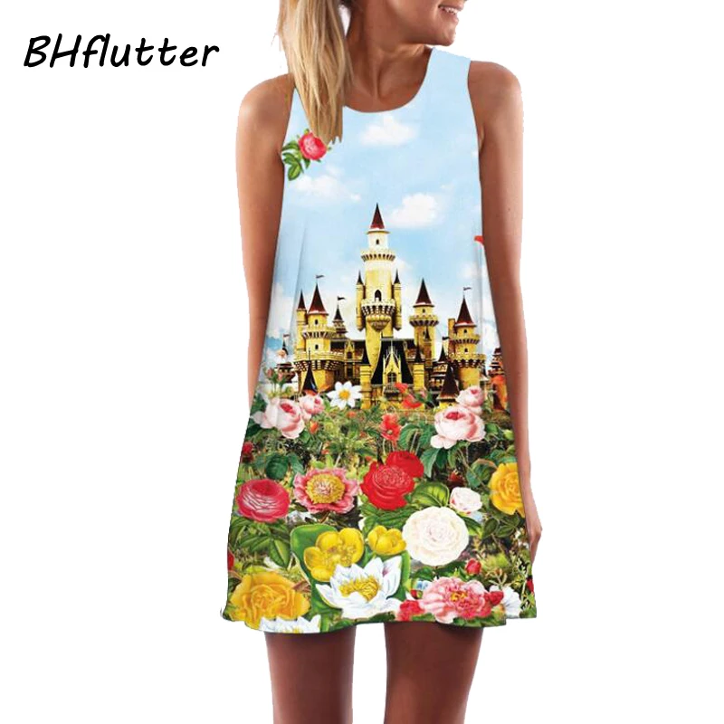 Женское шифоновое платье BHflutter повседневное короткое в стиле бохо с цветочным