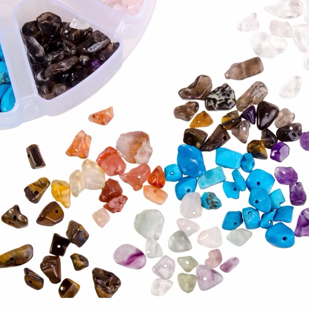 Бусины из дробленого камня неправильной формы 8 Разных кристаллов 1 коробка