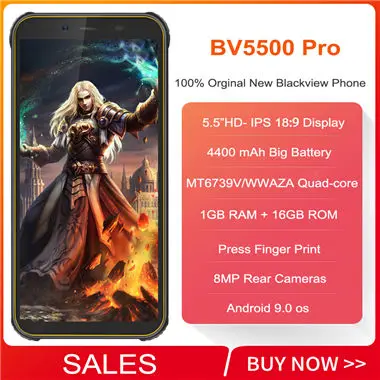 Blackview BV5500 Pro 4G Модель IP68 водонепроницаемый смартфон 4400 мАч 5," экран 3 ГБ+ 16 ГБ Android 9,0 сотовый телефон