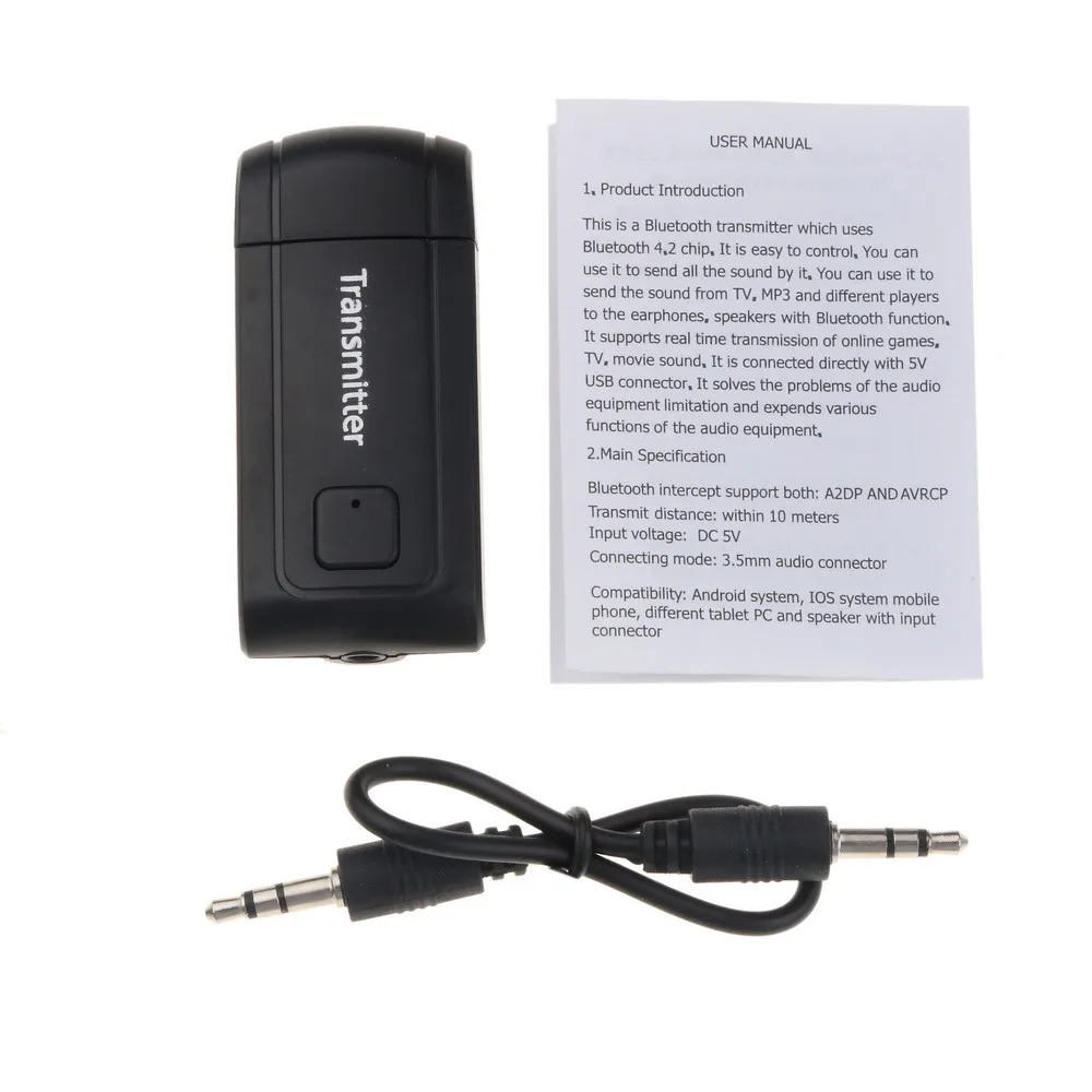 Автомобильный комплект громкой связи Bluetooth V4.2 передатчик беспроводной A2DP 3 5 мм