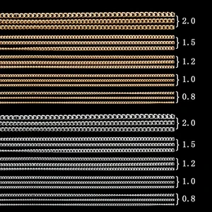 Цепочка для ногтей, золотистая, серебристая, черная, 100-0,8 мм, 502,0 см