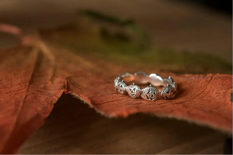 Модное женское обручальное кольцо из титана и серебра с тыквой на Хеллоуин для