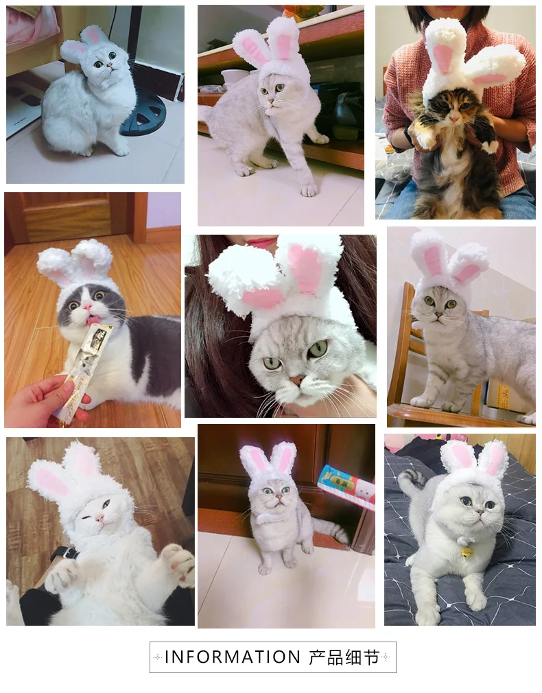 Милый кошачий головной убор, кошачий кролик, праздничная игровая шляпа для животных, заячьи ушки, реквизит для выступлений, Забавный кошачий головной убор