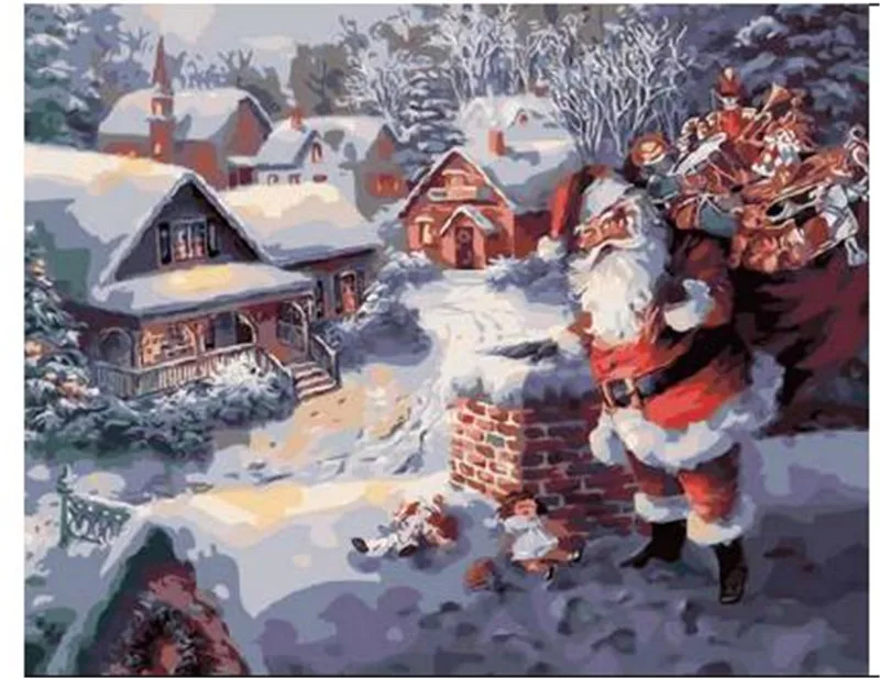 Рождественский подарок Санта Клаус печатных DIY живопись масляными красками по