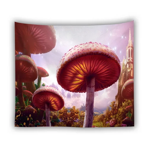 T160-A phychedelic forest mushroom tapestry wall hanging dorm room decor deer animal wall blanket - Цвет: T160-A